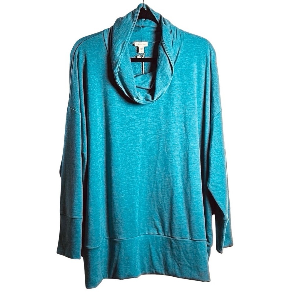 Garnet Hill‎ Cowl Neck Knit Tunic Top Size XL Relaxed Fit Lyocell Minimalist